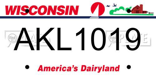 AKL1019 Wisconsin License Plate