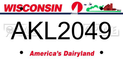 AKL2049 Wisconsin License Plate