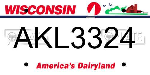 AKL3324 Wisconsin License Plate