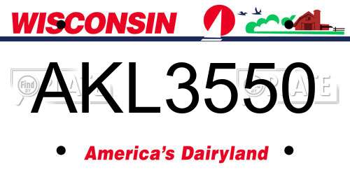 AKL3550 Wisconsin License Plate