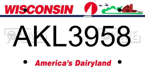 AKL3958 Wisconsin License Plate