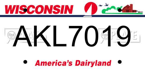 AKL7019 Wisconsin License Plate
