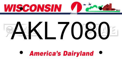 AKL7080 Wisconsin License Plate