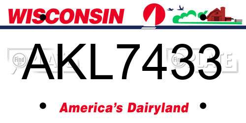AKL7433 Wisconsin License Plate