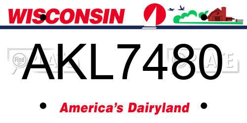 AKL7480 Wisconsin License Plate