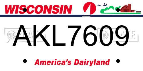 AKL7609 Wisconsin License Plate