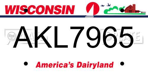 AKL7965 Wisconsin License Plate