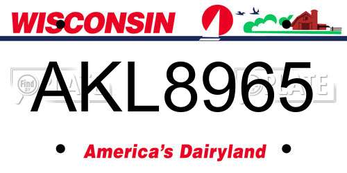 AKL8965 Wisconsin License Plate