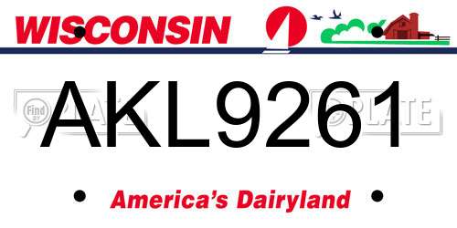 AKL9261 Wisconsin License Plate