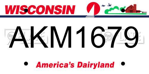 AKM1679 Wisconsin License Plate