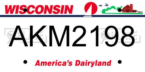 AKM2198 Wisconsin License Plate