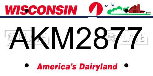 AKM2877 Wisconsin License Plate