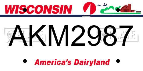 AKM2987 Wisconsin License Plate