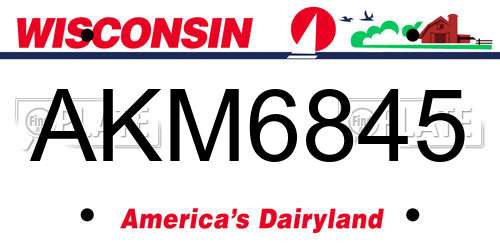 AKM6845 Wisconsin License Plate