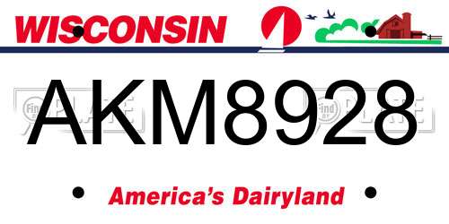 AKM8928 Wisconsin License Plate