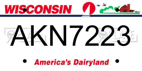 AKN7223 Wisconsin License Plate