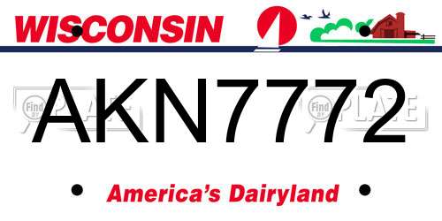 AKN7772 Wisconsin License Plate
