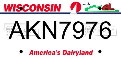 AKN7976 Wisconsin License Plate