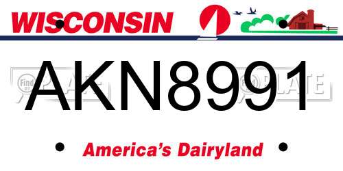 AKN8991 Wisconsin License Plate