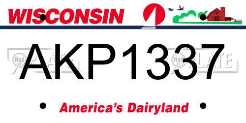 AKP1337 Wisconsin License Plate