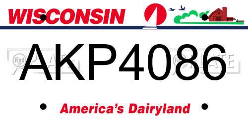 AKP4086 Wisconsin License Plate