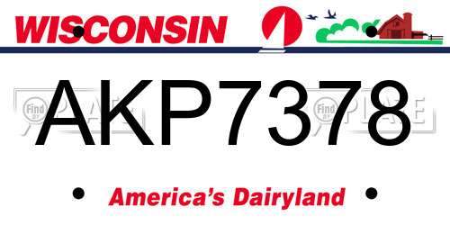 AKP7378 Wisconsin License Plate
