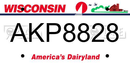 AKP8828 Wisconsin License Plate