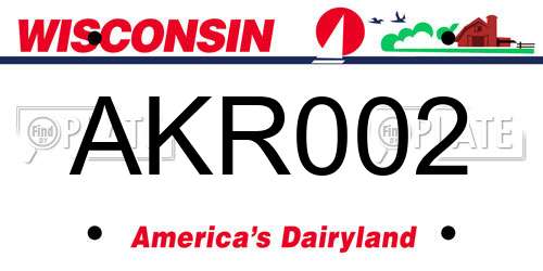 AKR002 Wisconsin License Plate