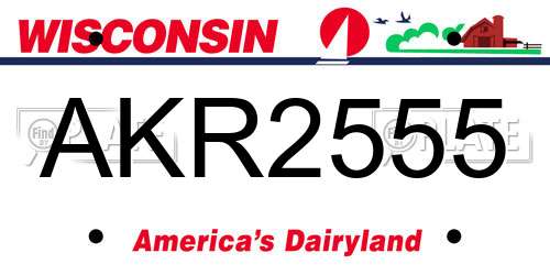 AKR2555 Wisconsin License Plate