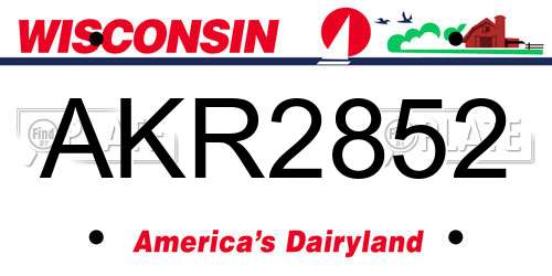 AKR2852 Wisconsin License Plate