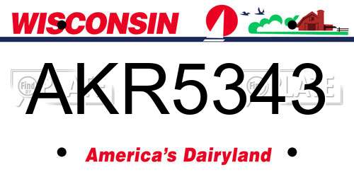 AKR5343 Wisconsin License Plate