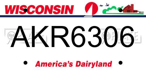 AKR6306 Wisconsin License Plate
