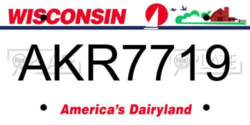 AKR7719 Wisconsin License Plate