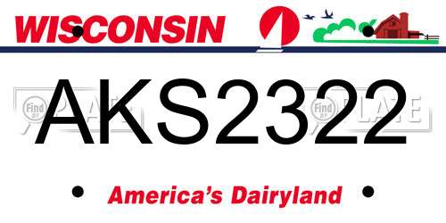 AKS2322 Wisconsin License Plate