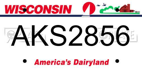AKS2856 Wisconsin License Plate