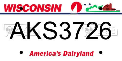 AKS3726 Wisconsin License Plate