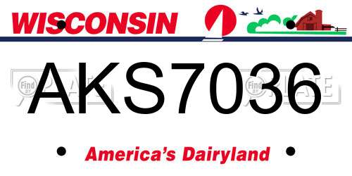 AKS7036 Wisconsin License Plate
