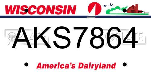 AKS7864 Wisconsin License Plate