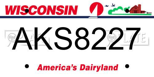 AKS8227 Wisconsin License Plate