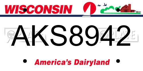AKS8942 Wisconsin License Plate