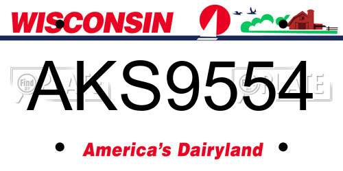 AKS9554 Wisconsin License Plate