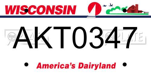 AKT0347 Wisconsin License Plate