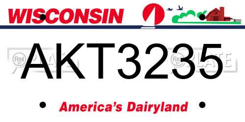 AKT3235 Wisconsin License Plate