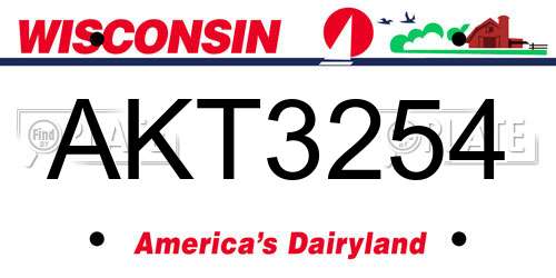 AKT3254 Wisconsin License Plate