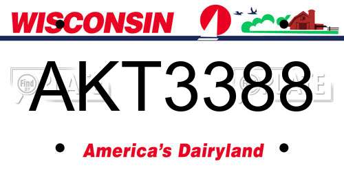 AKT3388 Wisconsin License Plate
