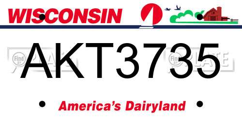 AKT3735 Wisconsin License Plate