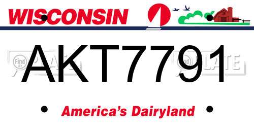 AKT7791 Wisconsin License Plate