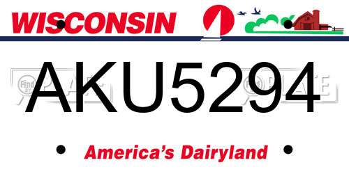 AKU5294 Wisconsin License Plate
