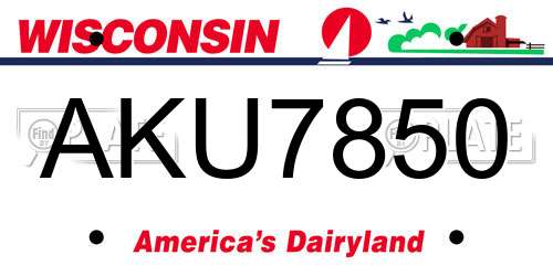 AKU7850 Wisconsin License Plate