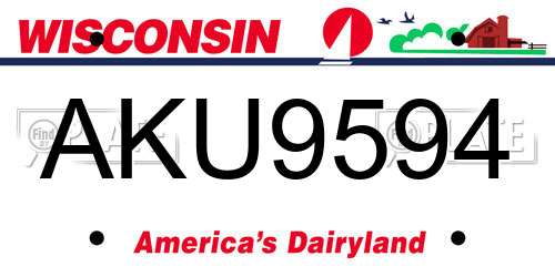 AKU9594 Wisconsin License Plate